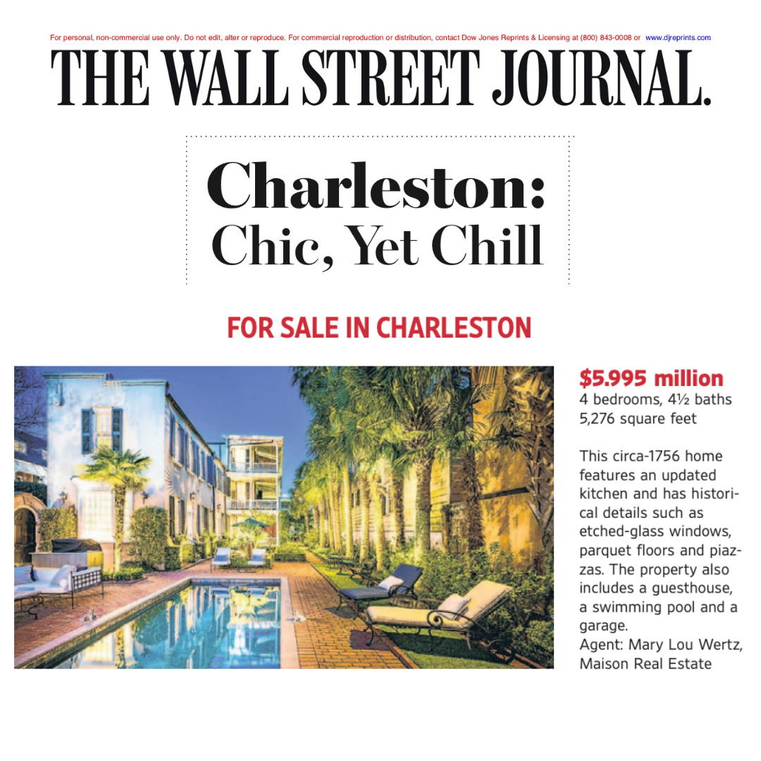 Wall Street Journal features 17 Meeting Street