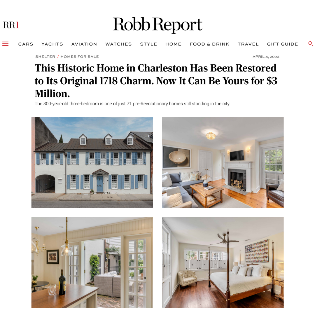Mary Lou Wertz's listing at 40 Tradd Street covered by The Robb Report
